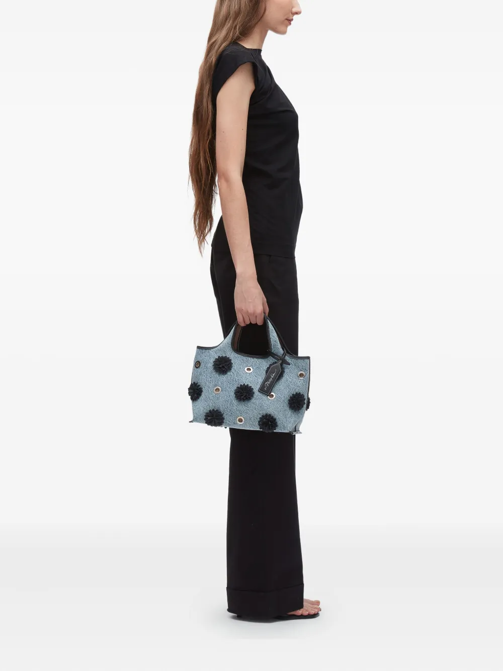 3.1 Phillip Lim flower-embellished eyelet tote bag Blauw