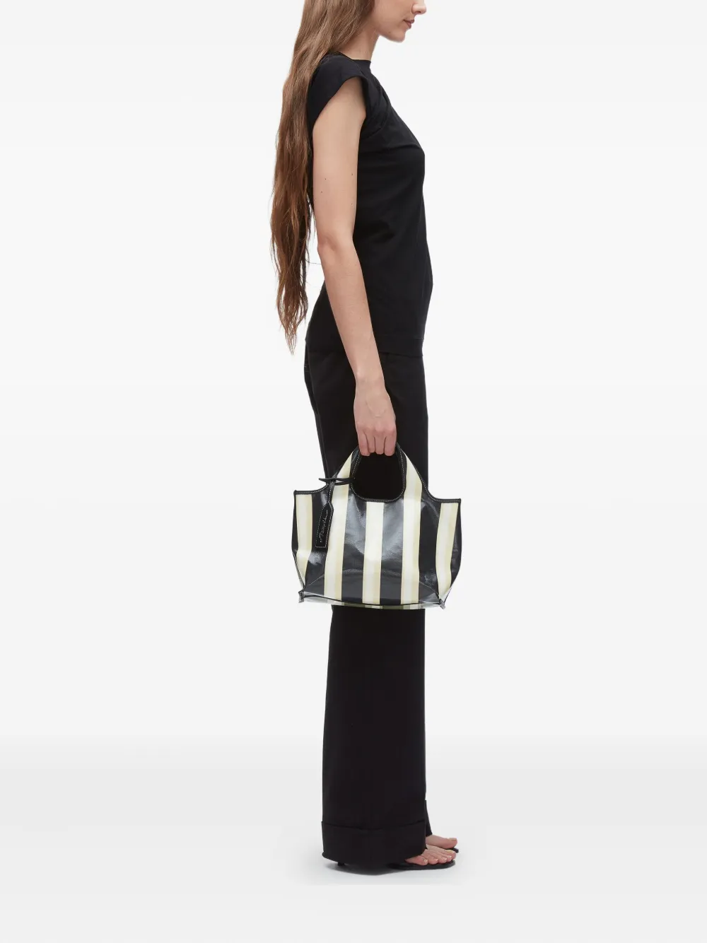 3.1 Phillip Lim mini Market stripe tote bag Groen