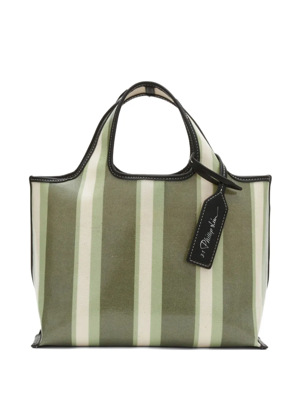 3.1 Phillip Lim mini Market stripe tote bag Groen