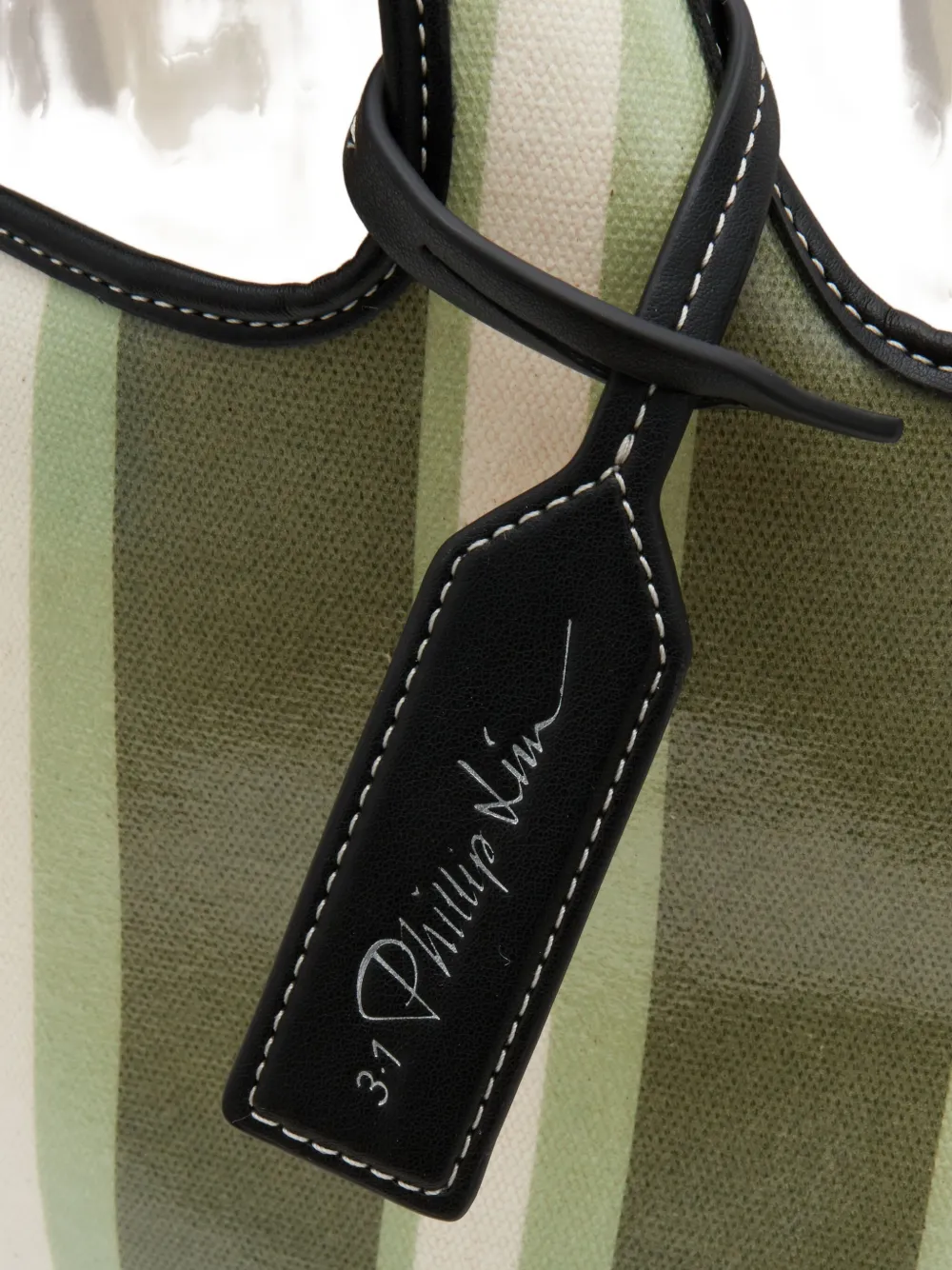 3.1 Phillip Lim mini Market stripe tote bag Groen
