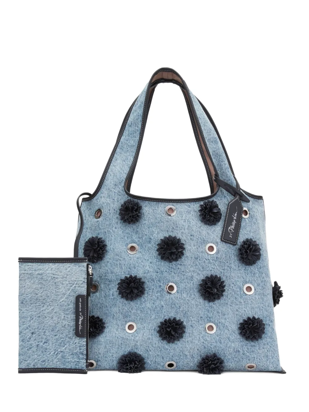 3.1 Phillip Lim pom-pom eyelet tote bag Blauw