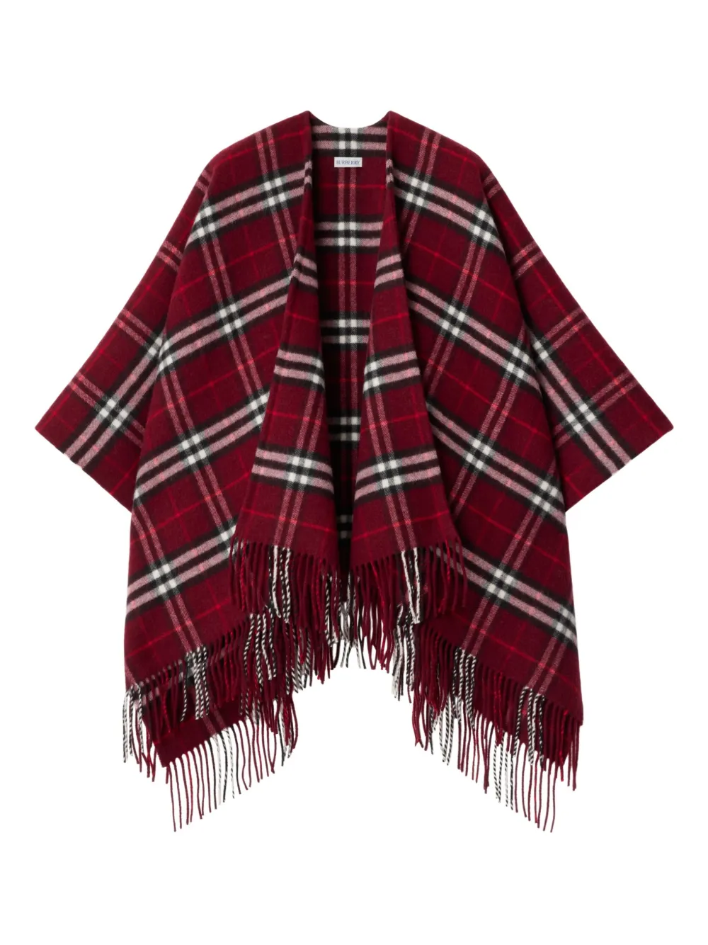 Burberry checked fringed cape | Red | Image 1