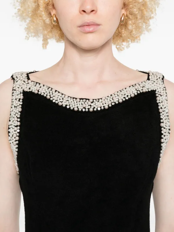 SANDRO faux-pearl Embellished Mini Dress | Black | FARFETCH BH