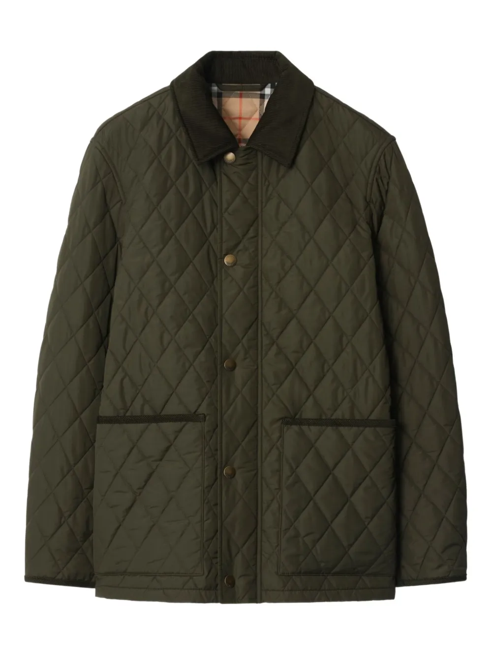 Burberry Gewatteerd jack met ribfluwelen kraag Groen
