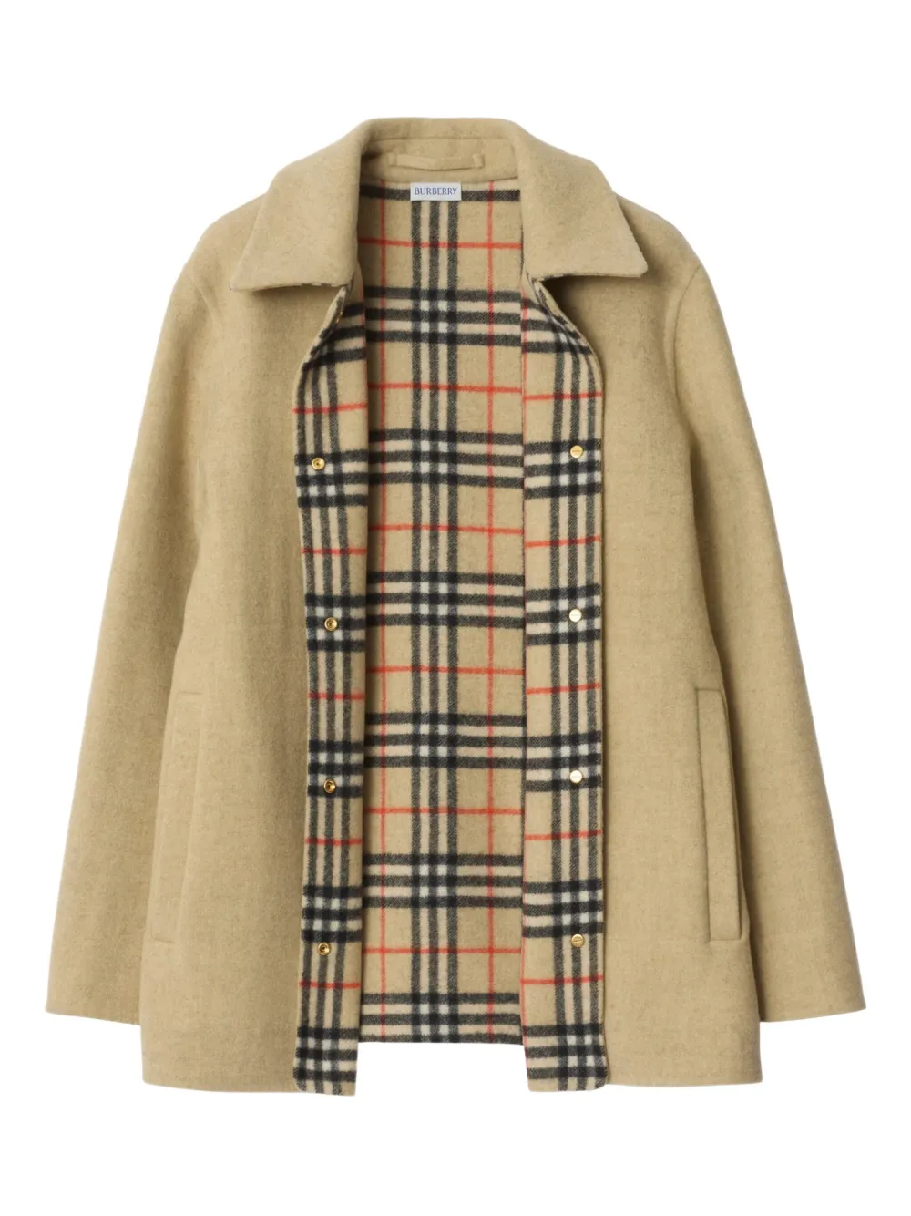 Burberry Wollen shirtjack met geruite voering Beige
