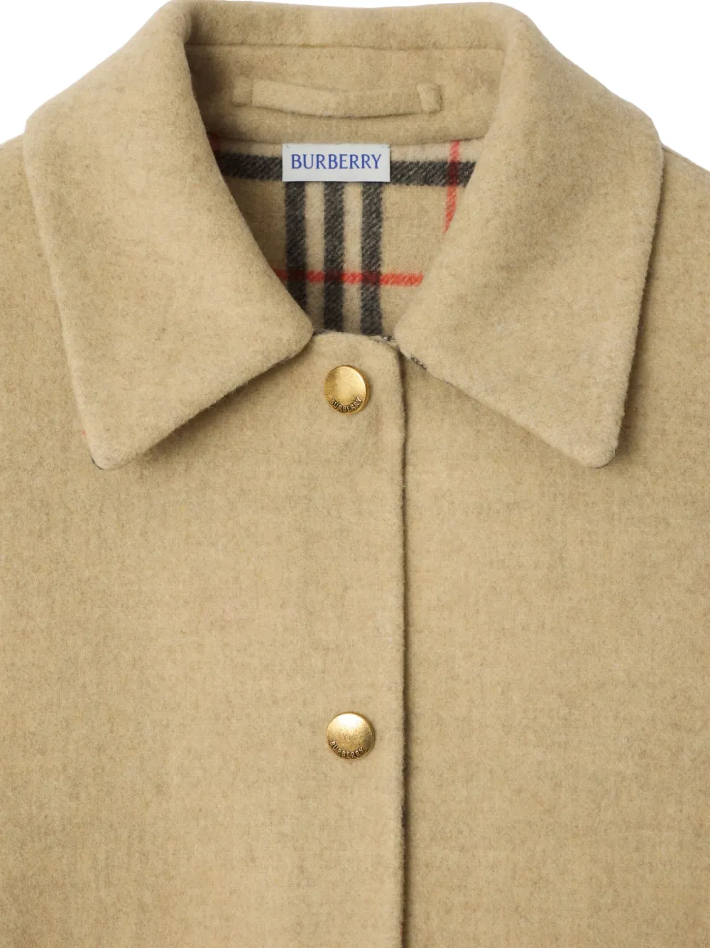 Burberry Wollen shirtjack met geruite voering Beige