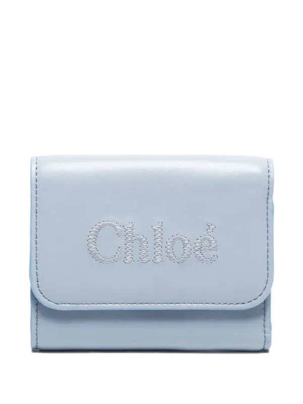 ✨️未使用級✨️ Chloe ケース 小銭入れ ブルー レザー ロゴ コンパクト【 Chloe 】グレインレザー製 Alphabet ウォレット