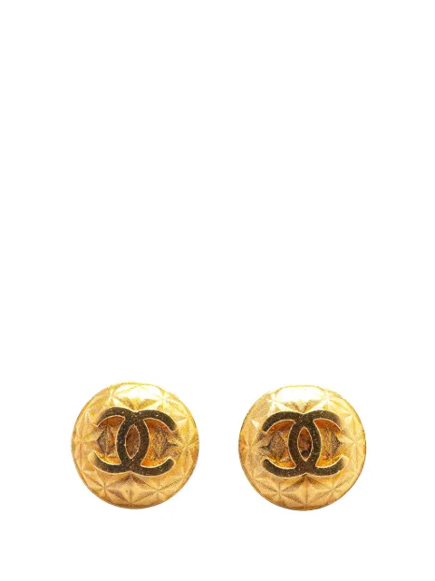 CHANEL Pre-Owned 1995 vergulde ronde oorclips met CC-logo