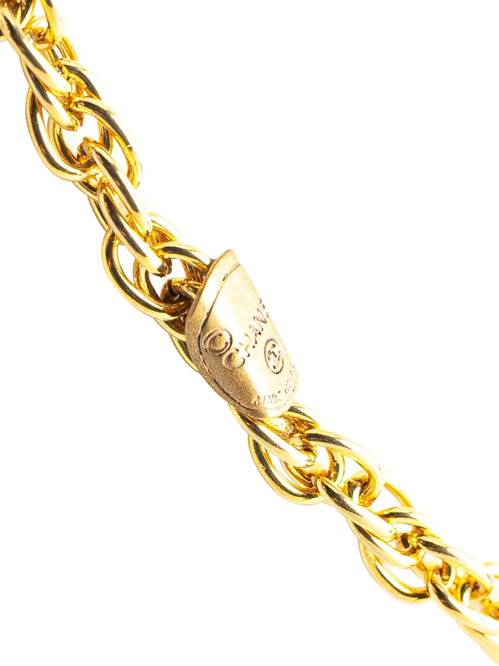 Pre-owned Chanel 1970-1980 Gold Plated Cc Pendant Rhinestones Necklace Costume Necklace