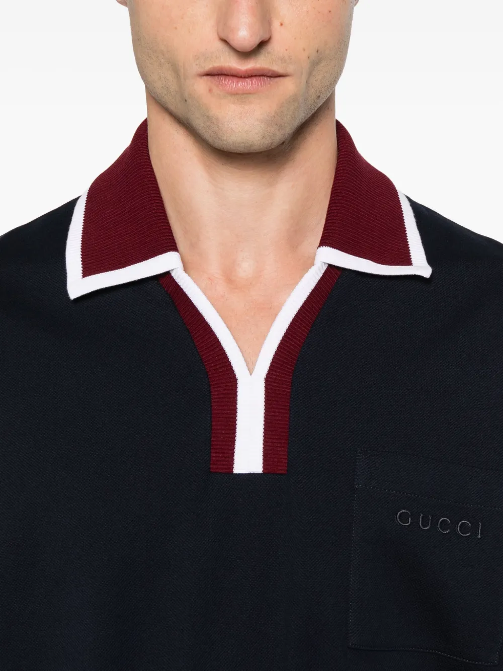 Gucci Poloshirt met afwerking van zak Blauw