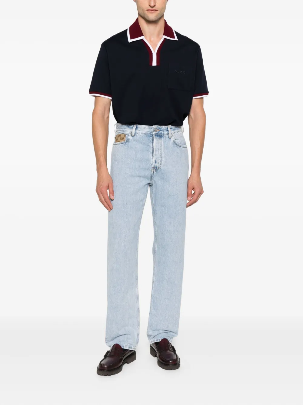 Gucci Poloshirt met afwerking van zak Blauw