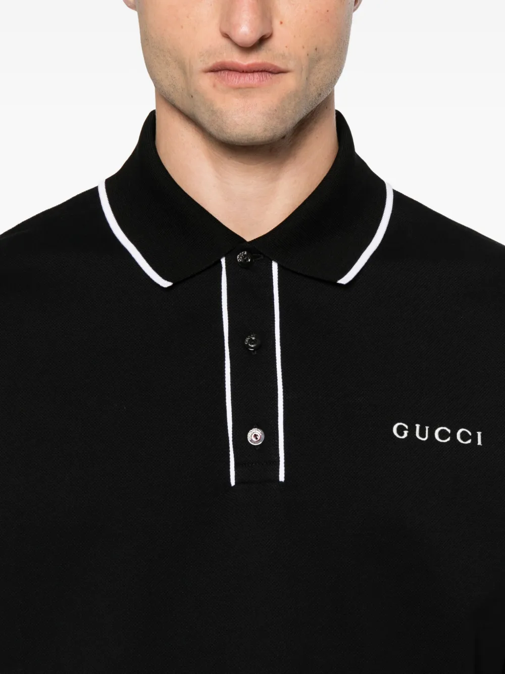 Gucci Poloshirt met gestreepte kraag Zwart