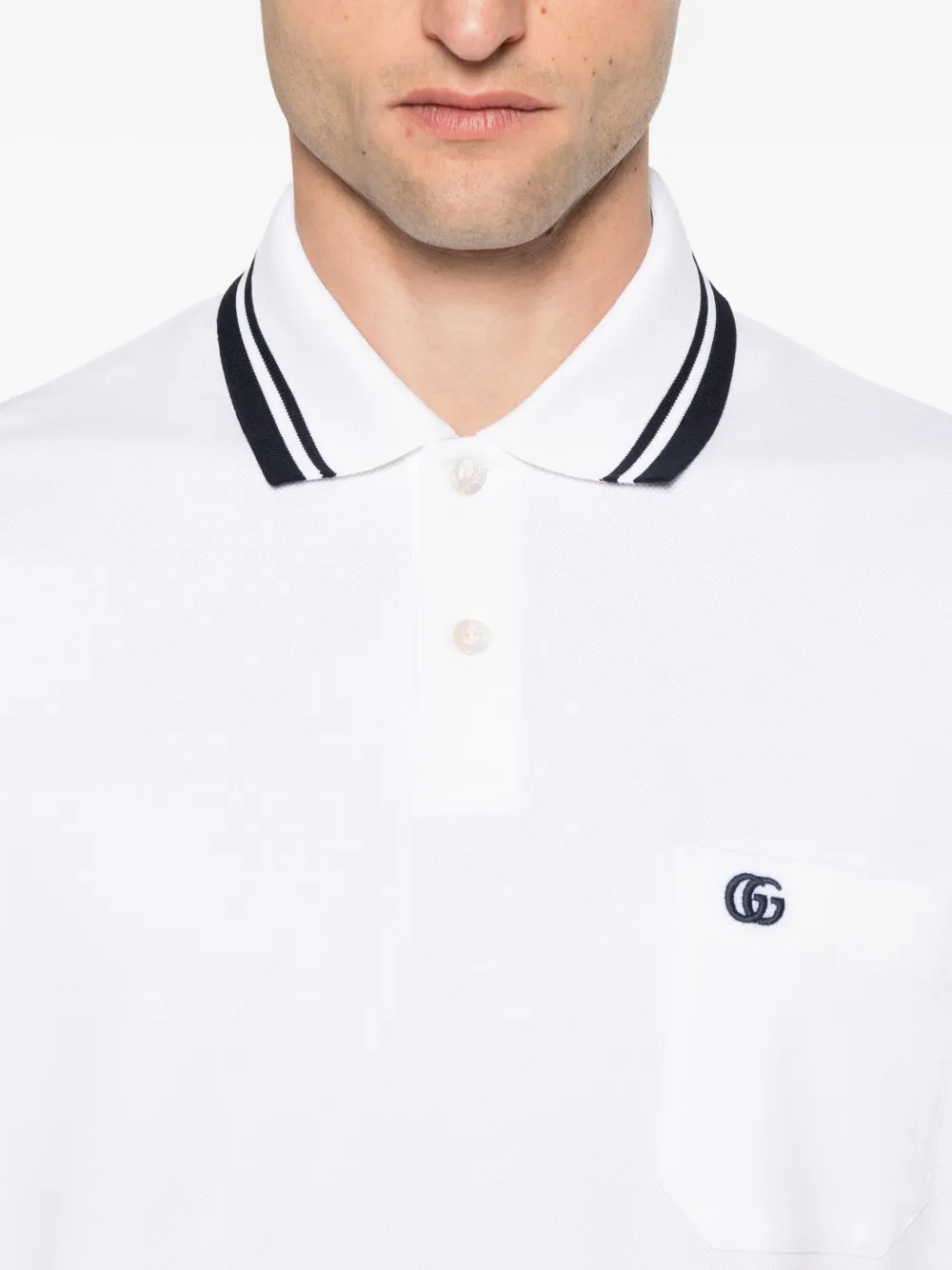 Gucci Poloshirt met gestreepte kraag Wit