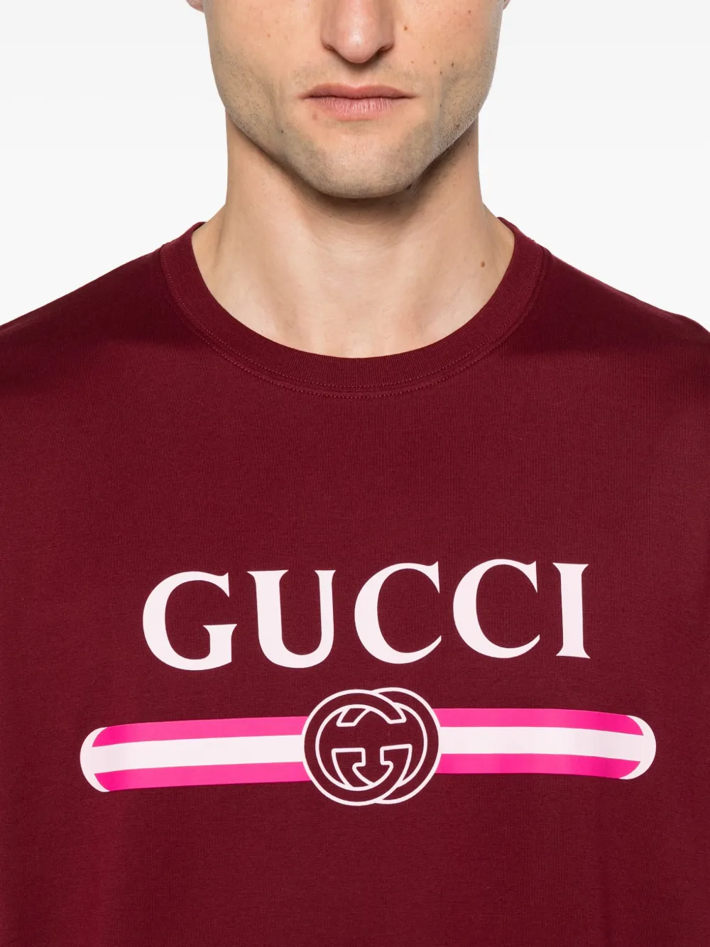 Gucci Katoenen T-shirt met logostreep Rood