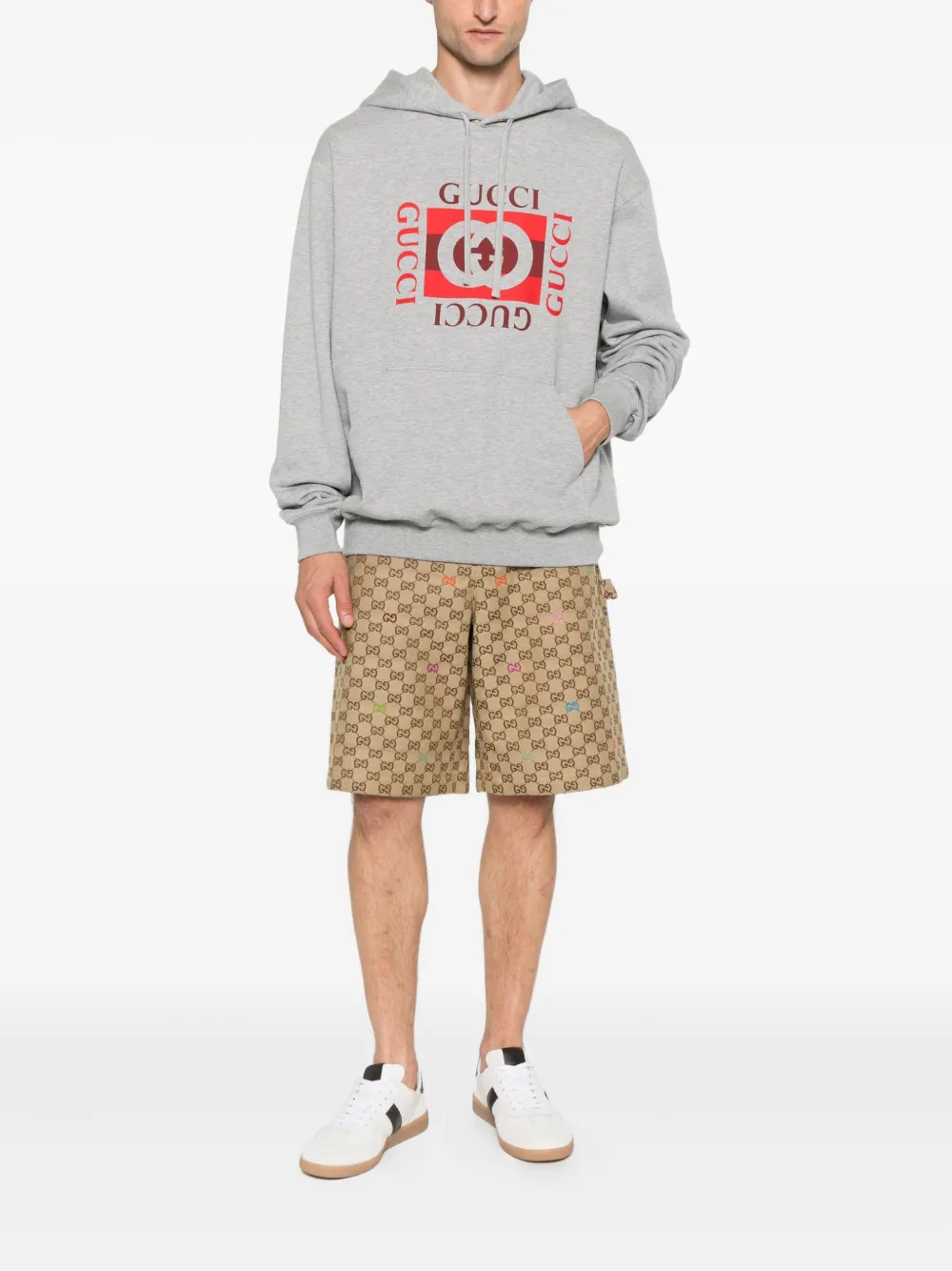 Gucci Katoenen hoodie met logoprint Grijs