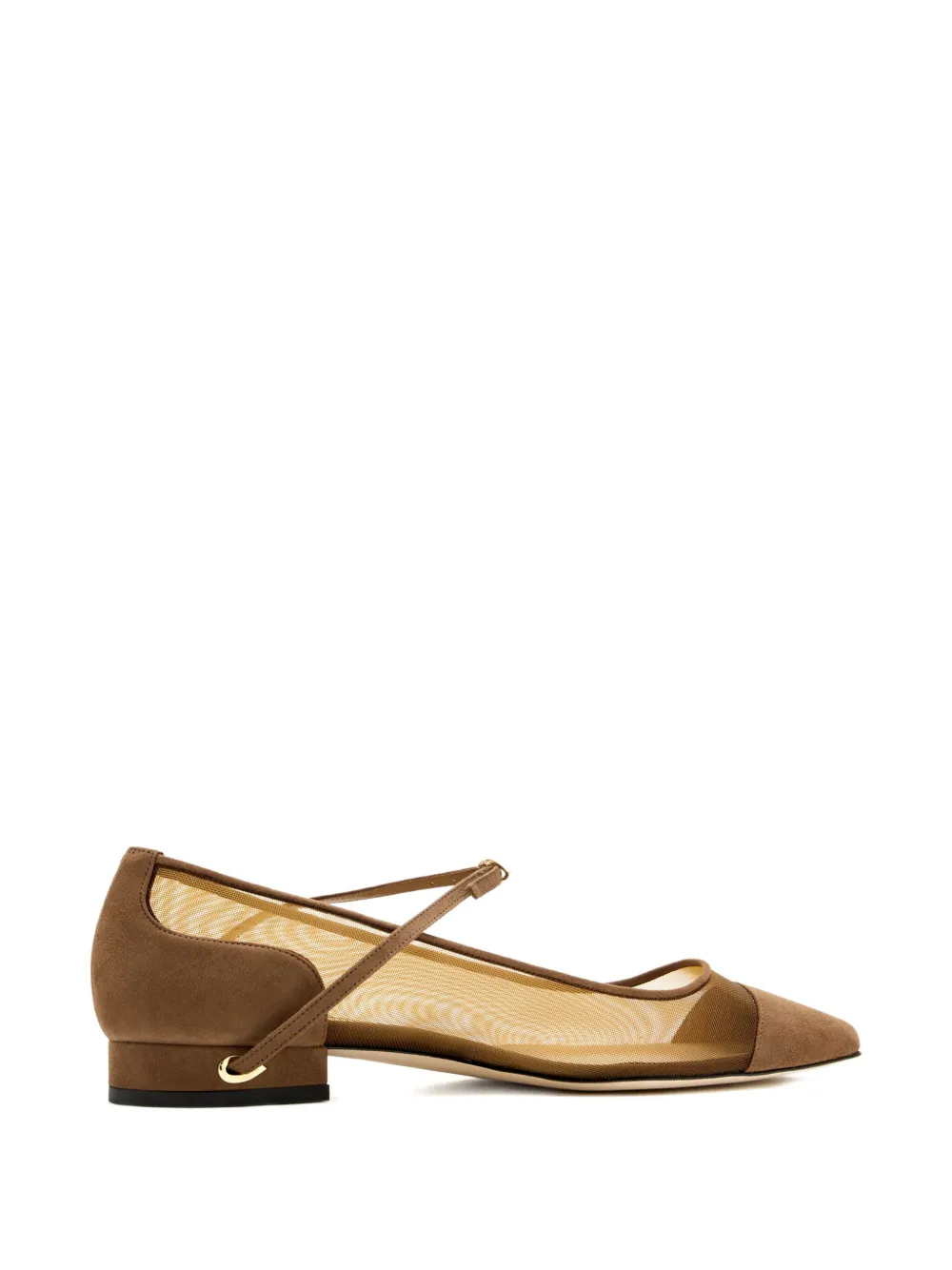 Jennifer Chamandi Lorenzo Mesh-panel Suede Ballet Flats In Brown