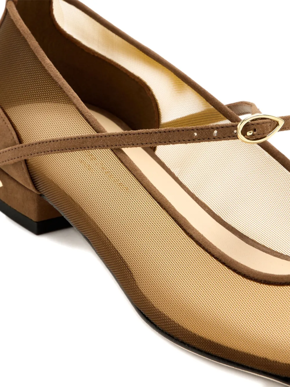 Jennifer Chamandi Lorenzo Mesh-panel Suede Ballet Flats In Brown