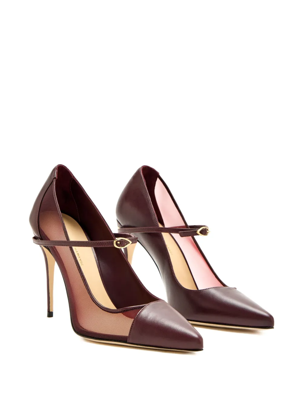 Jennifer Chamandi 105mm leather mesh-panel pumps Red