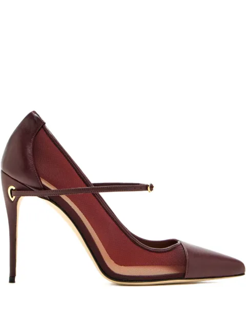 Jennifer Chamandi 105mm leather mesh-panel pumps