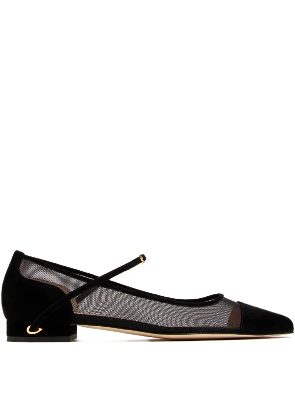 Jennifer Chamandi Lorenzo Mesh Flat Pumps in Black