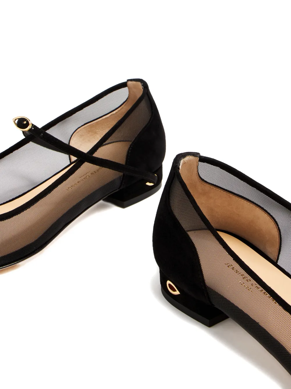 Jennifer Chamandi Lorenzo platte pumps met mesh Zwart