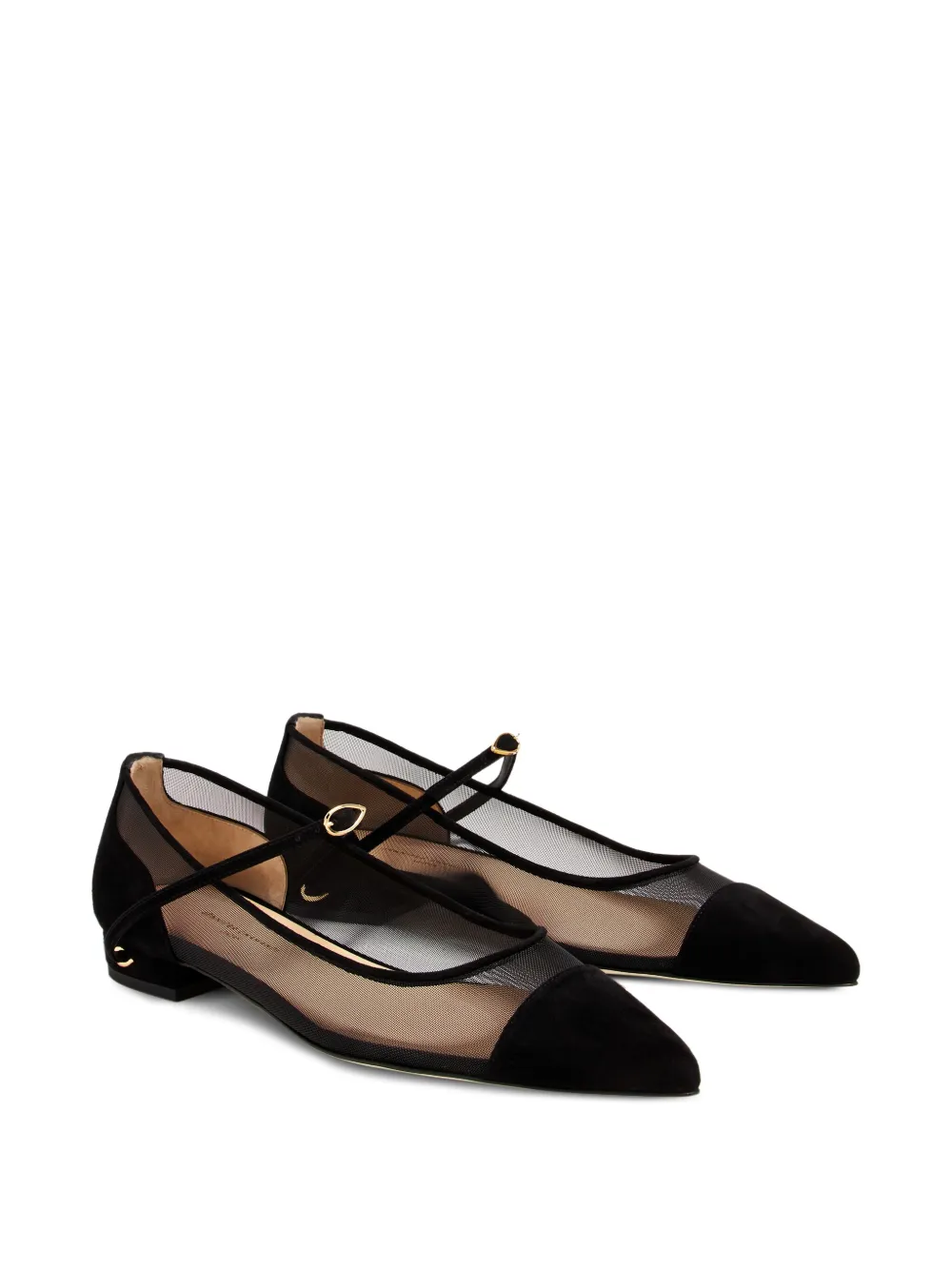 Jennifer Chamandi Lorenzo platte pumps met mesh Zwart