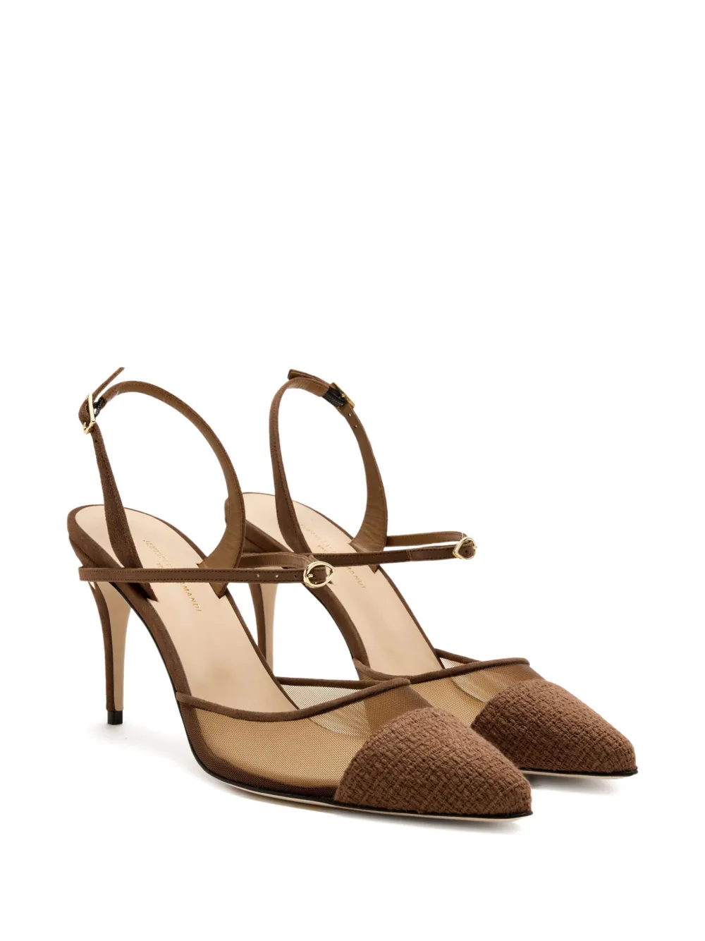 Jennifer Chamandi 85 mm Vittorio pumps met mesh vlakken Bruin