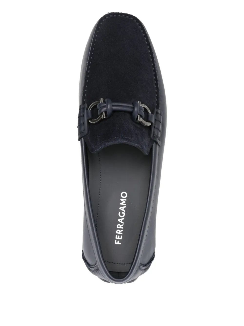 Ferragamo leather gancini loafers Blauw