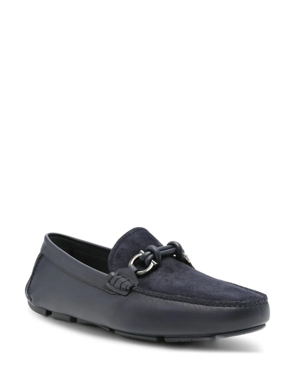 Ferragamo leather gancini loafers Blauw
