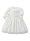 Miki House embroidered ruffled dress - White