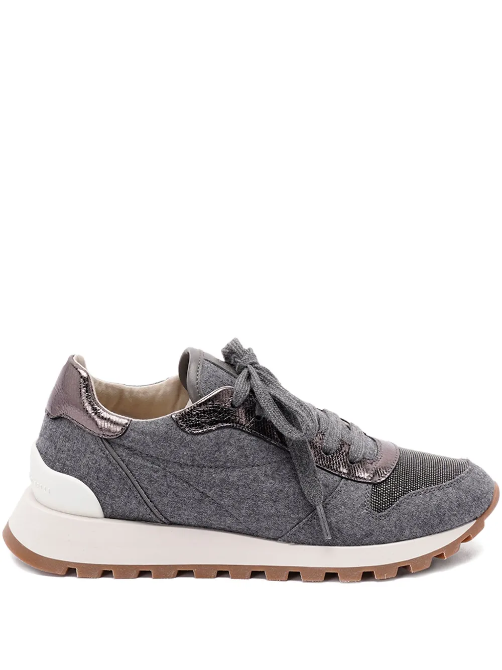 Brunello Cucinelli textured lace-up sneakers Grey