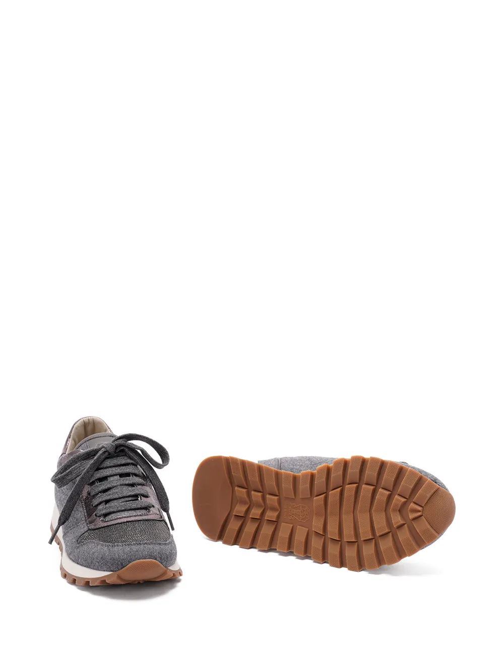 Brunello Cucinelli textured lace-up sneakers Grey