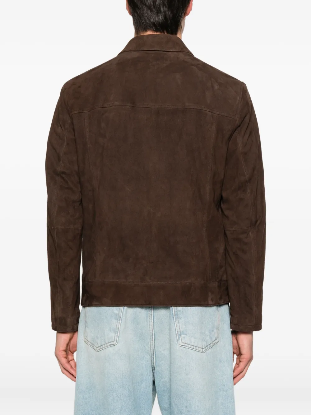 Brioni zip-front suede jacket Bruin