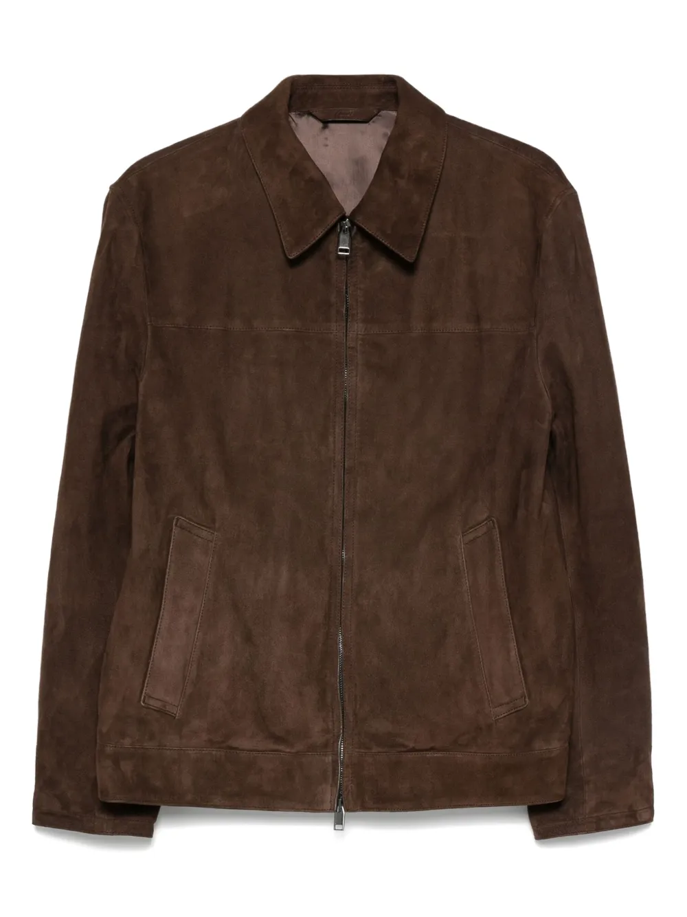Brioni zip-front suede jacket Bruin
