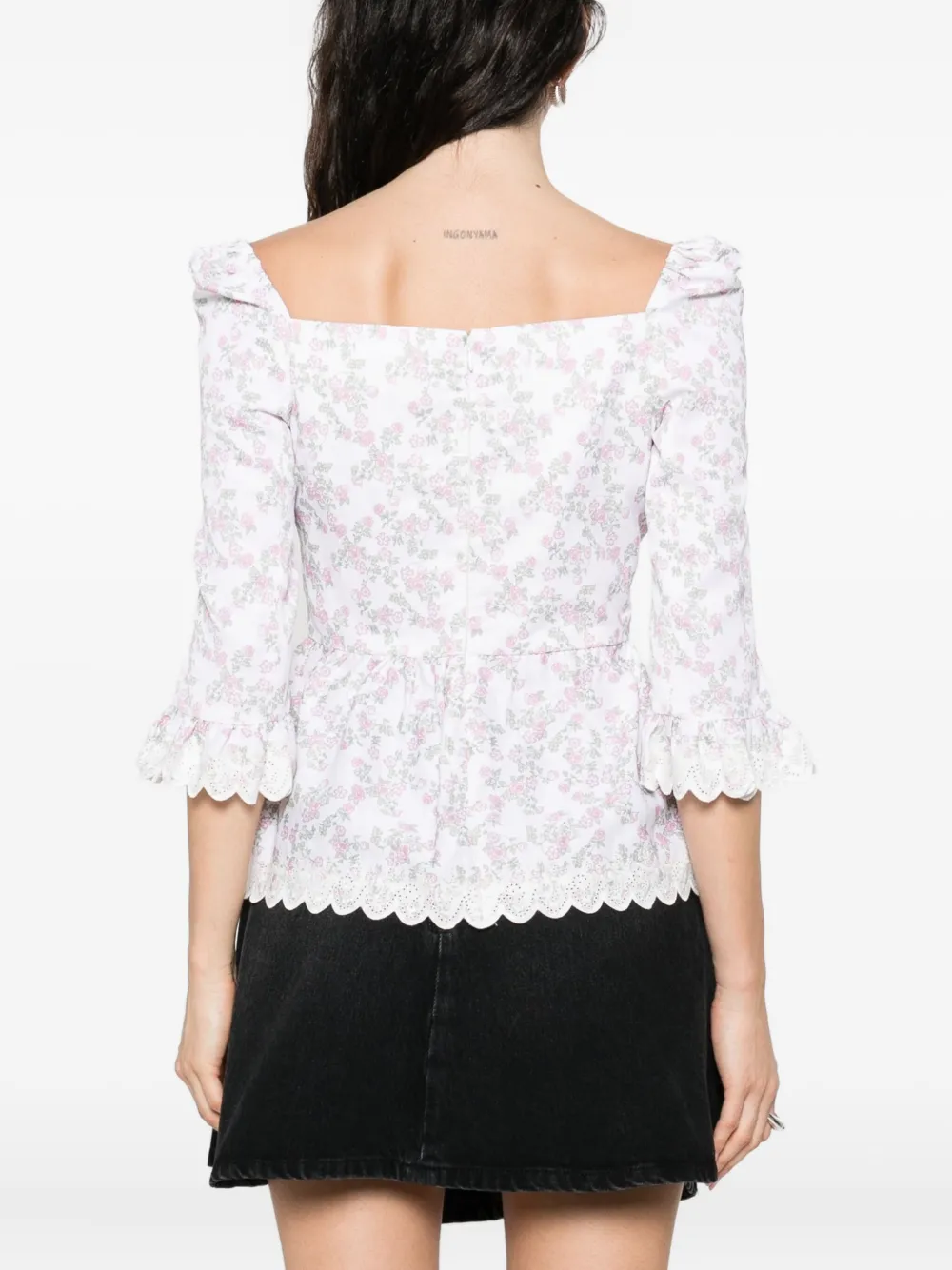 Coperni floral-print ruffled top Wit