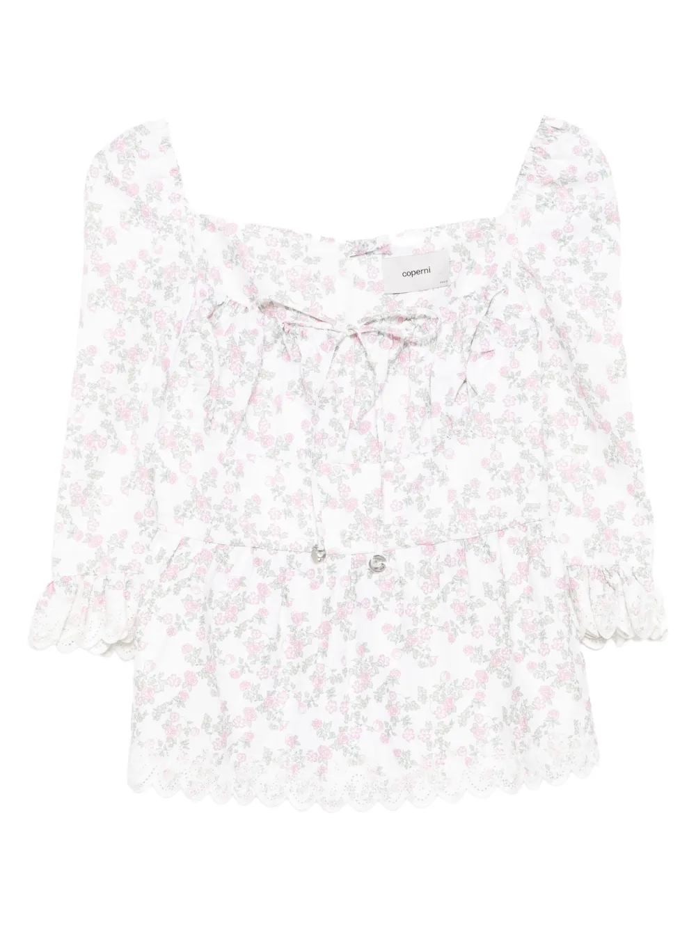 Coperni floral-print ruffled top Wit