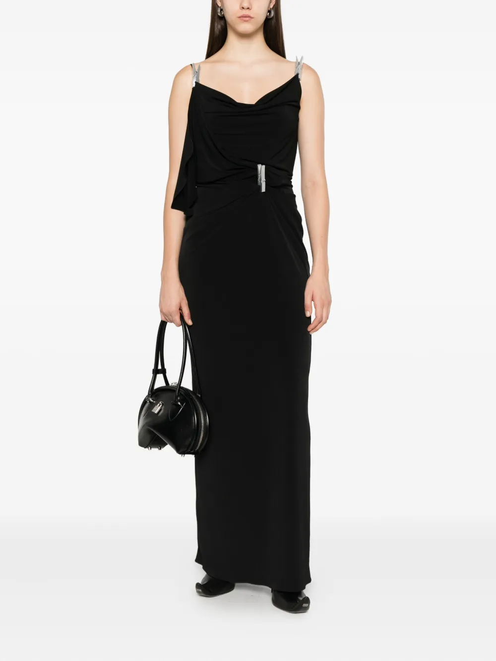 Coperni draped washing-clip evening dress Zwart