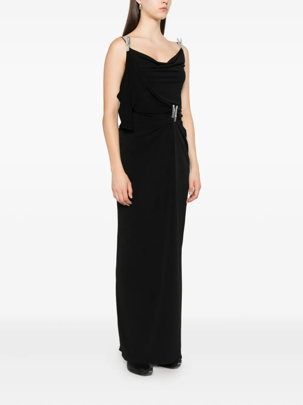 Coperni draped washing-clip evening dress Zwart