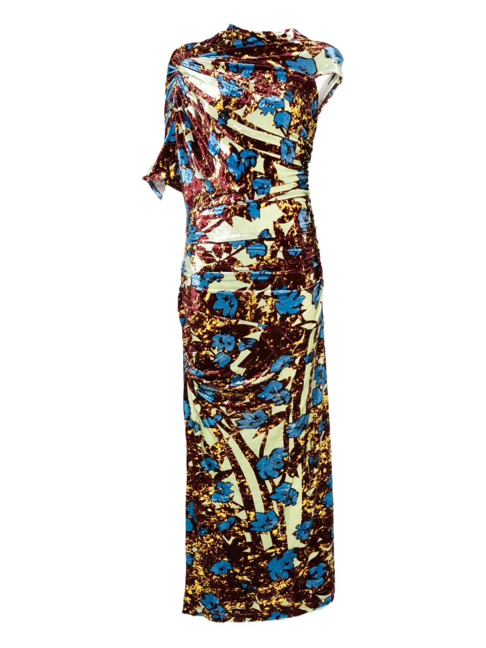 colville wrapped floral velvet maxi dress - Verde