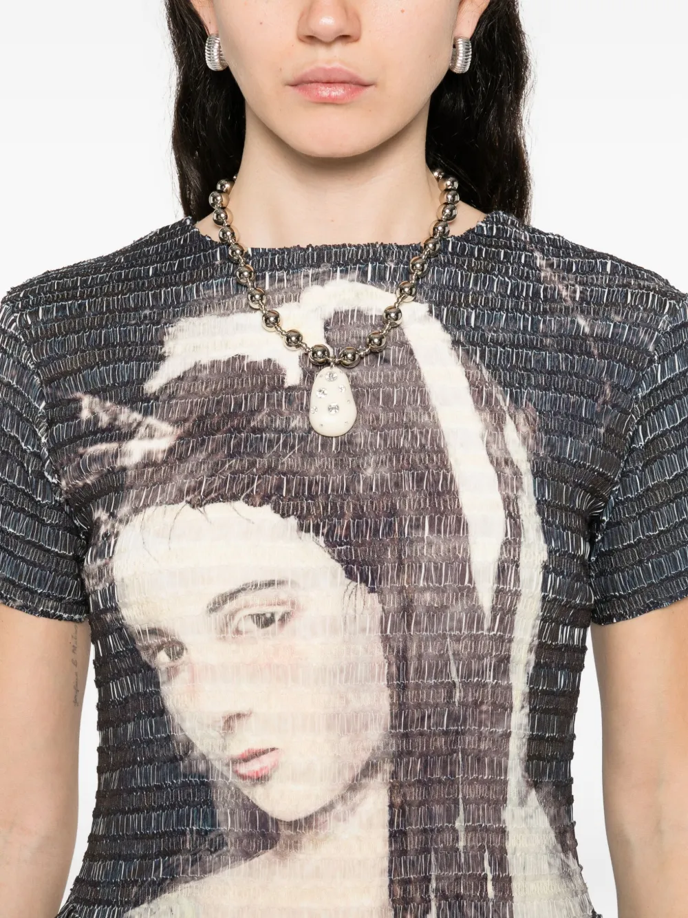 Andersson Bell Noah printed shirring dress Zwart