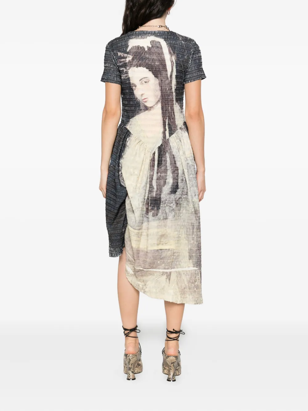 Andersson Bell Noah printed shirring dress Zwart