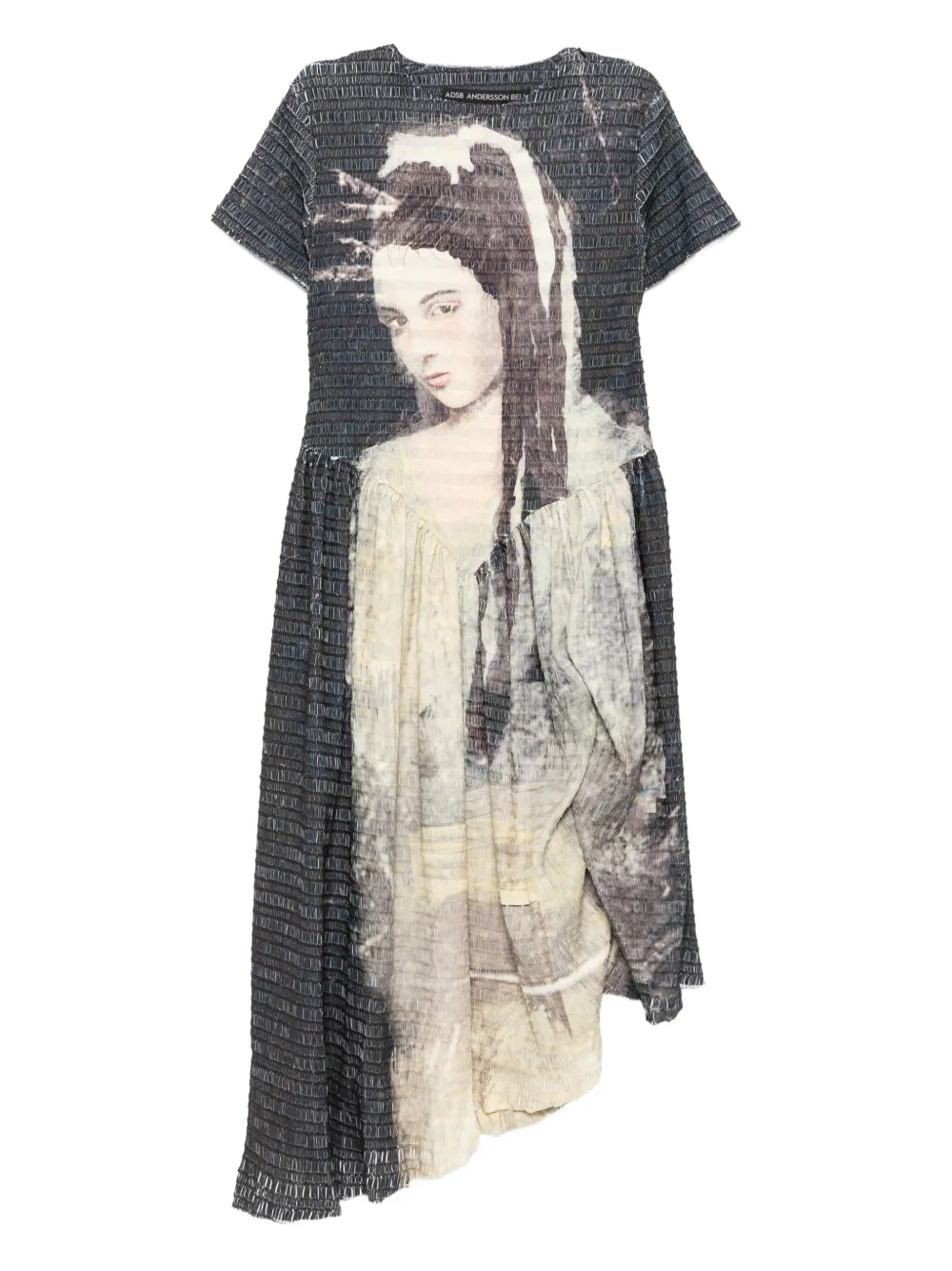 Andersson Bell Noah printed shirring dress Zwart