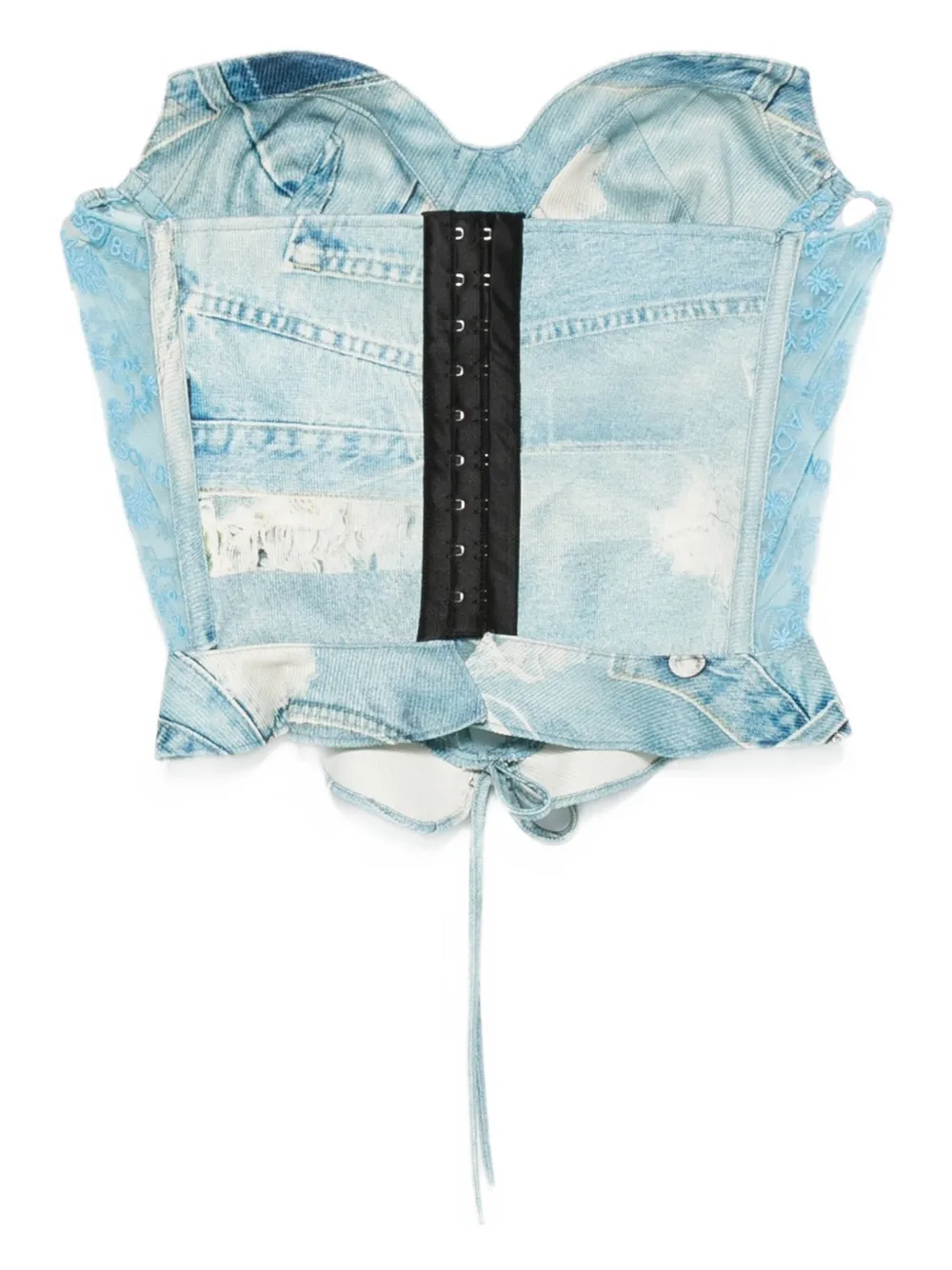 Andersson Bell denim-print corset top Blauw