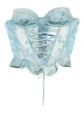 Andersson Bell denim-print corset top - Blue