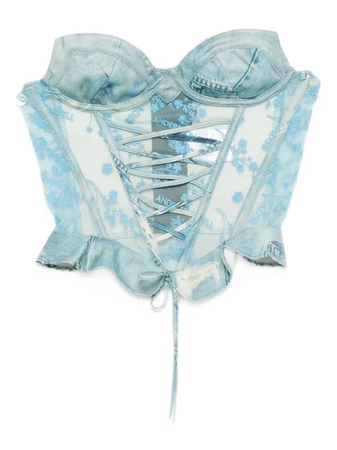 Andersson Bell denim-print corset top