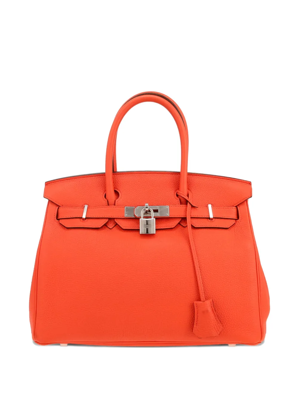 orange leather top handle bag
