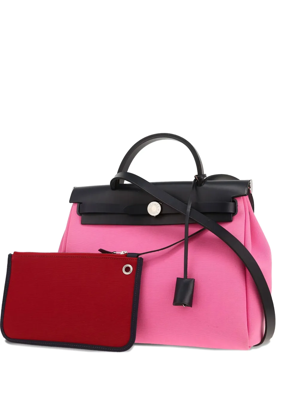 colour-block canvas handbag