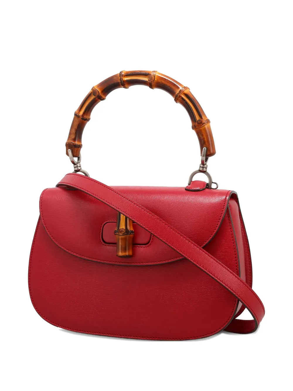 Pre-owned Gucci Bamboo Tote Bag In Red