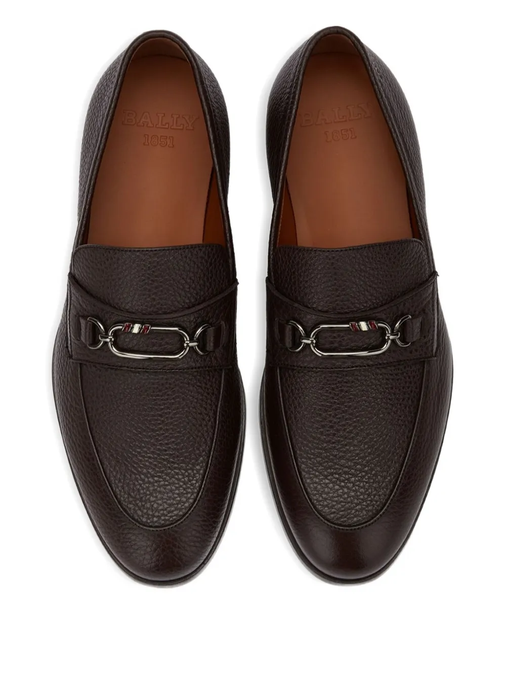 Bally grained-leather buckle-detail loafers Brown