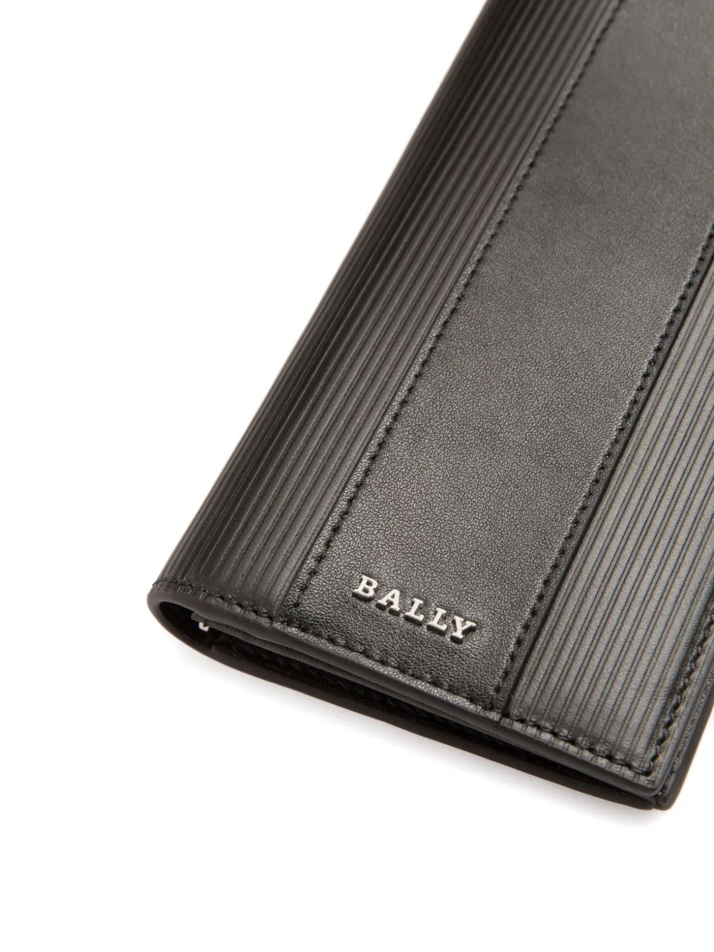 Bally Geribbelde leren portemonnee Zwart
